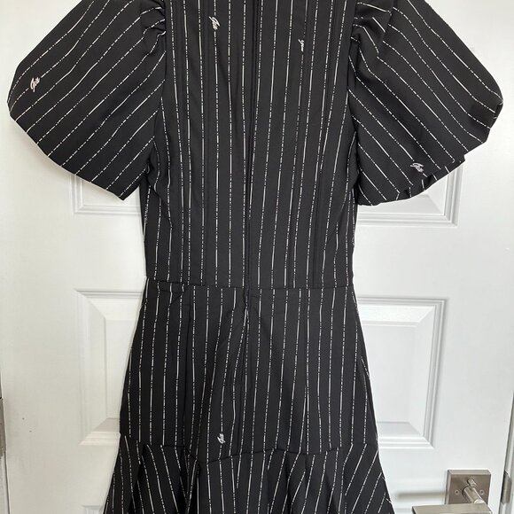 NWT I.AM.GIA Chelsey Pinstripe Puff Sleeve Corset Mini Dress in Black - Picture 4 of 4